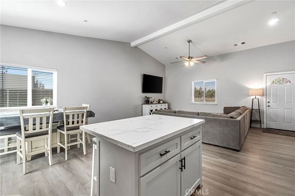 Dining room, Interior, Kitchen, Recessed Lighting, Wood Texture Flooring