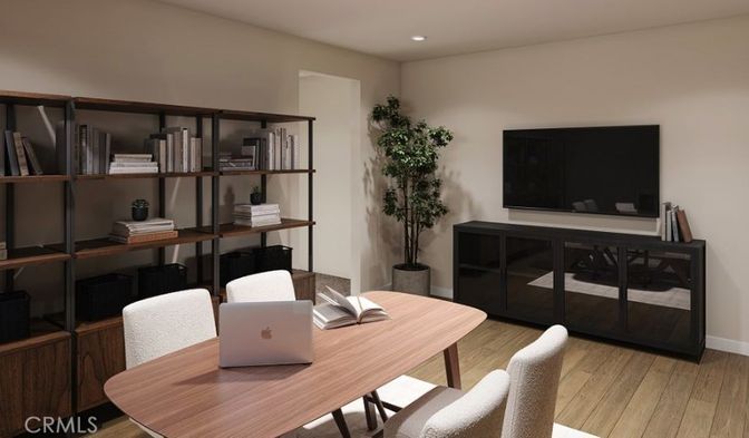 Home Office, Interior, Recessed Lighting, Wood Texture Flooring
