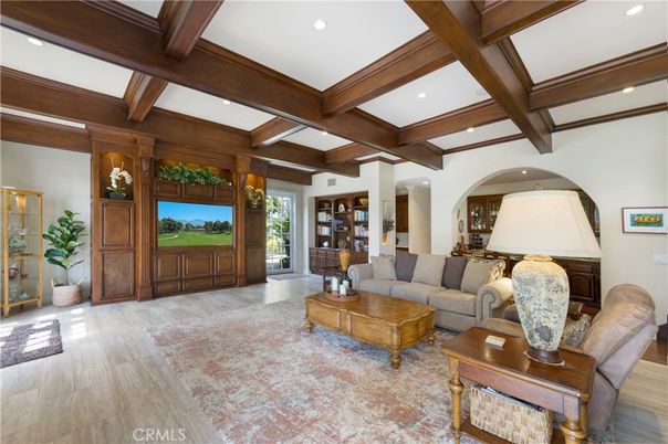 Interior, Living room, Recessed Lighting, Wooden Beams, Wood Texture Flooring