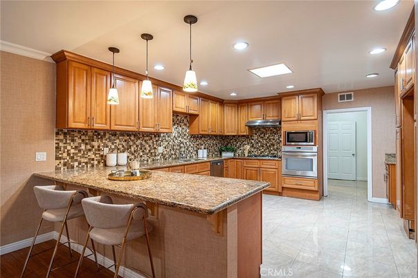 Interior, Kitchen, Pendant Lights, Recessed Lighting, Stainless Steel Appliances