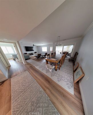 Dining room, Interior, Living room, Pendant Lights, Wood Texture Flooring