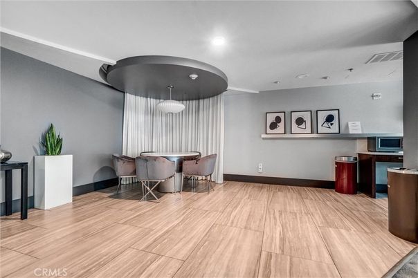 Dining room, Interior, Recessed Lighting, Wood Texture Flooring