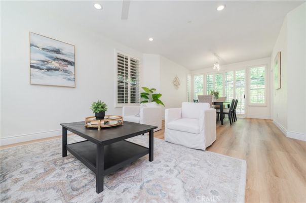 Dining room, Interior, Recessed Lighting, Wood Texture Flooring