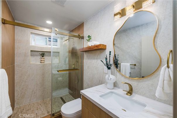 Bathroom, Glass Shower, Interior, Recessed Lighting
