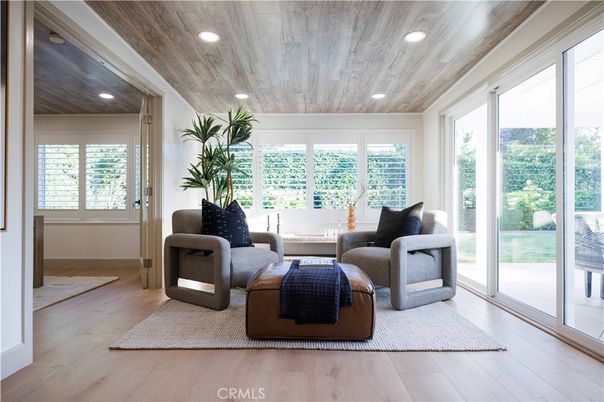 Interior, Living room, Recessed Lighting, Wooden Ceilings, Wood Texture Flooring