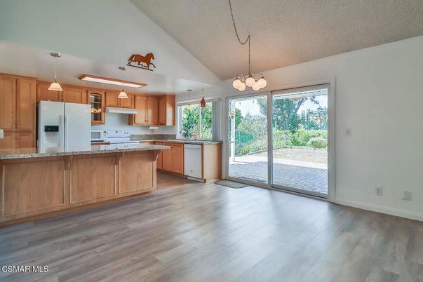 Interior, Kitchen, Pendant Lights, Wood Texture Flooring
