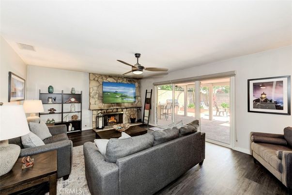Fireplace, Interior, Living room, Stone Walls, Wood Texture Flooring