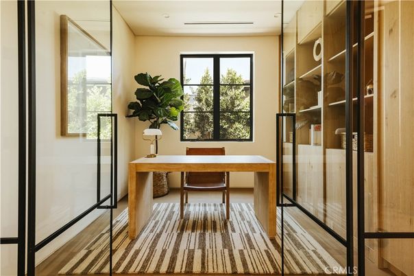 Home Office, Interior, Recessed Lighting, Wood Texture Flooring