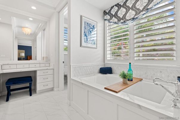 Bathroom, Dual Sink Vanities, Interior, Marble, Recessed Lighting