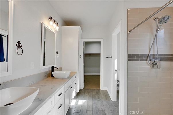 Bathroom, Dual Sink Vanities, Interior, Wood Texture Flooring