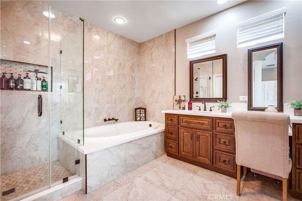 Bathroom, Glass Shower, Interior, Marble Walls, Recessed Lighting
