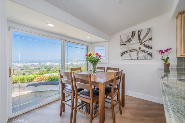Dining room, Interior, Recessed Lighting, Wood Texture Flooring