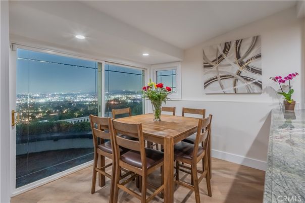 Dining room, Interior, Recessed Lighting, Wood Texture Flooring