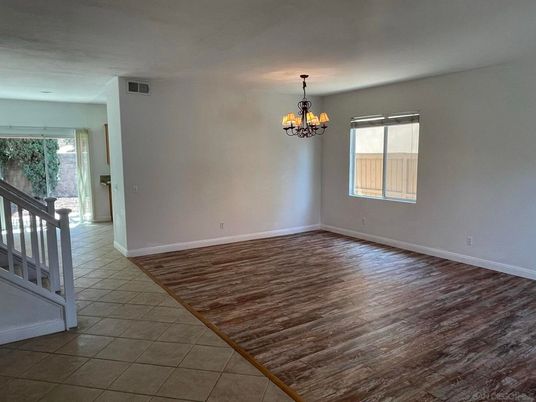 Chandelier, Empty room, Interior, Wood Texture Flooring