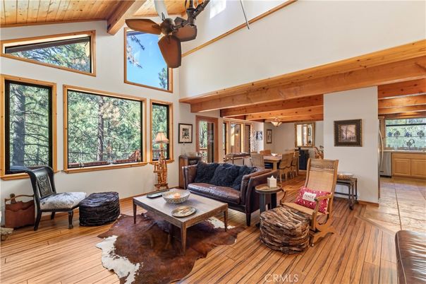 Dining room, Interior, Living room, Pendant Lights, Wooden Beams, Wooden Ceilings, Wood Texture Flooring
