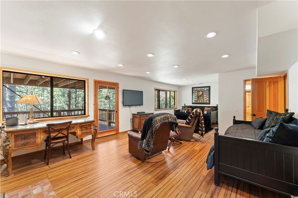 Home Office, Interior, Living room, Recessed Lighting, Wood Texture Flooring
