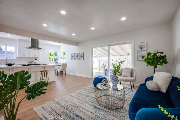 Interior, Kitchen, Living room, Recessed Lighting, Wood Texture Flooring
