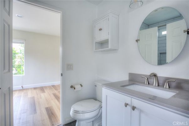 Bathroom, Interior, Recessed Lighting, Wood Texture Flooring