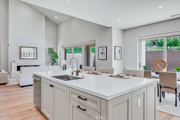 Dining room, Interior, Kitchen, Living room, Recessed Lighting, Wood Texture Flooring