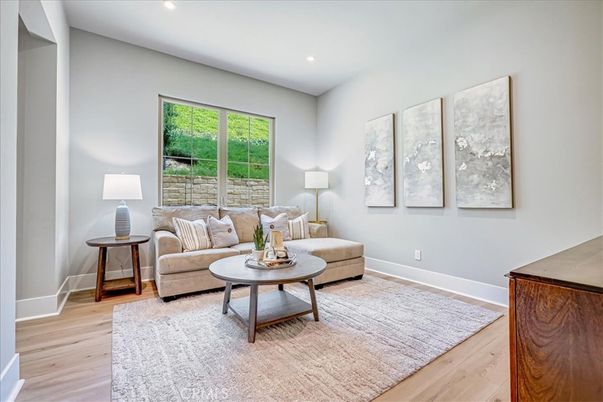 Interior, Living room, Recessed Lighting, Wood Texture Flooring