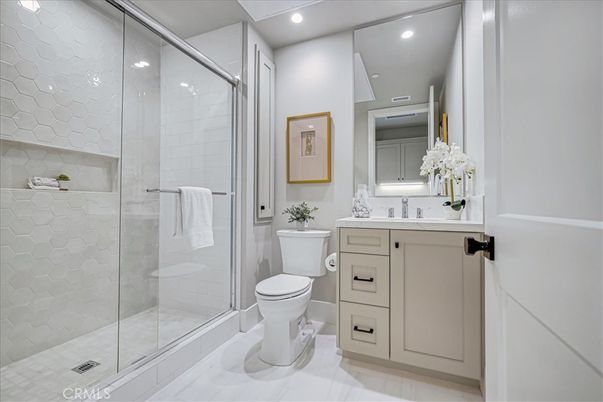 Bathroom, Glass Shower, Interior, Recessed Lighting