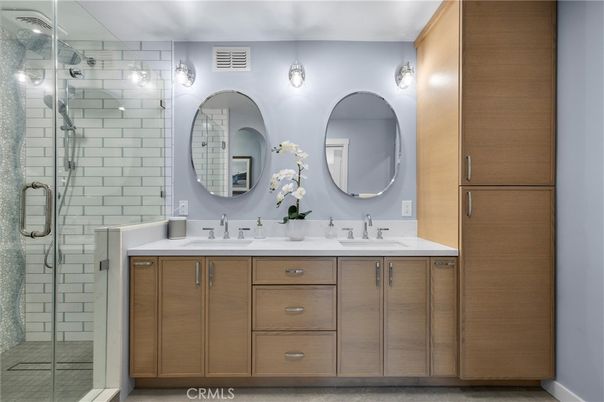 Bathroom, Dual Sink Vanities, Glass Shower, Interior