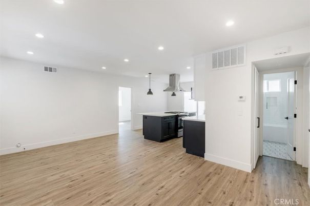 Interior, Kitchen, Pendant Lights, Recessed Lighting, Wood Texture Flooring