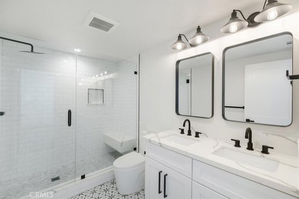 Bathroom, Dual Sink Vanities, Glass Shower, Interior