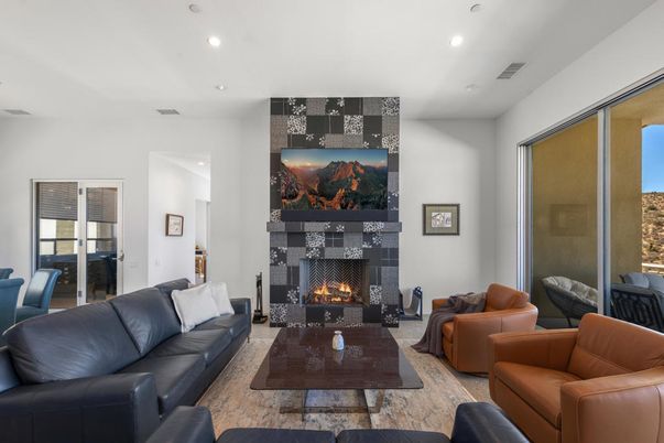 Fireplace, Interior, Living room, Recessed Lighting