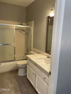 Bathroom, Glass Shower, Interior, Wood Texture Flooring