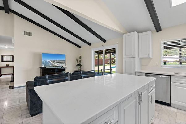 Interior, Kitchen, Recessed Lighting, Stainless Steel Appliances, Wooden Beams