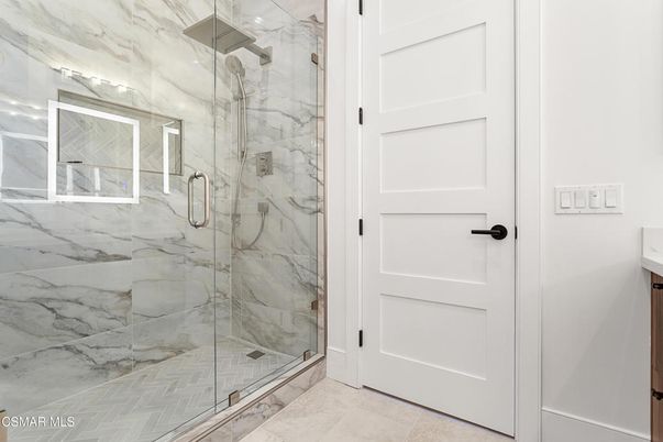 Bathroom, Glass Shower, Interior, Marble Walls