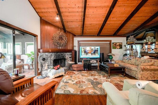 Fireplace, Interior, Living room, Wooden Beams, Wooden Ceilings, Wood Texture Flooring, Wooden Walls