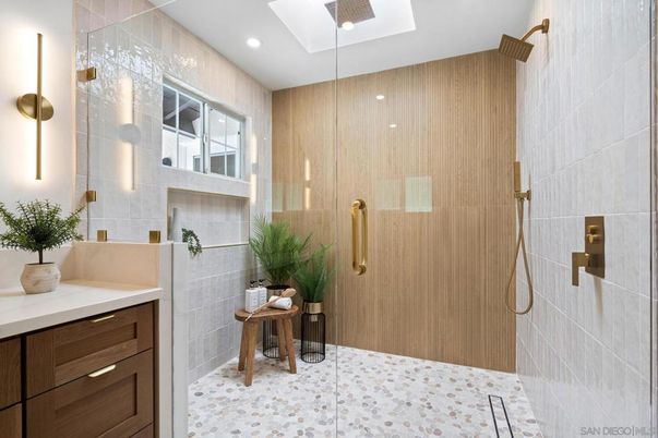 Bathroom, Glass Shower, Interior, Recessed Lighting