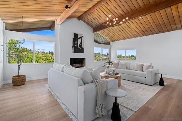 Fireplace, Interior, Living room, Pendant Lights, Wooden Beams, Wooden Ceilings, Wood Texture Flooring