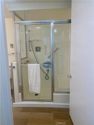 Bathroom, Glass Shower, Interior, Wood Texture Flooring