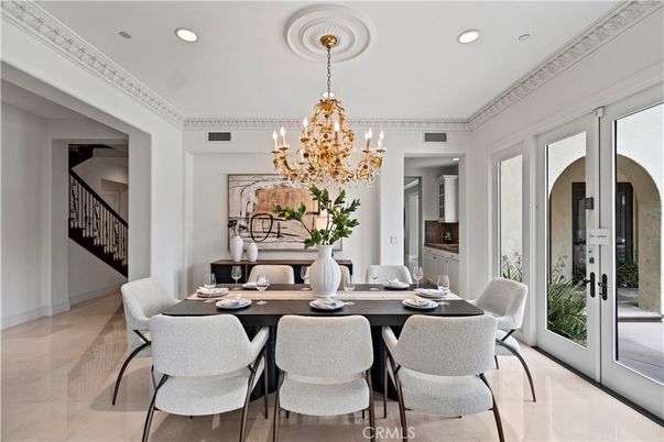 Chandelier, Dining room, Interior, Recessed Lighting