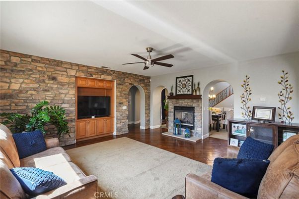 Fireplace, Interior, Living room, Stone Walls, Wood Texture Flooring