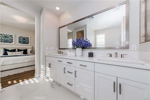 Bathroom, Bedroom, Dual Sink Vanities, Interior, Marble, Recessed Lighting