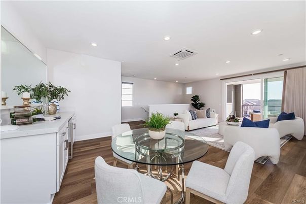 Dining room, Interior, Kitchen, Living room, Recessed Lighting, Wood Texture Flooring