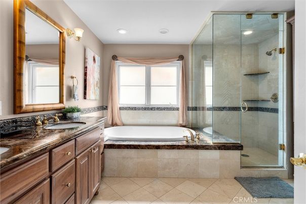 Bathroom, Dual Sink Vanities, Glass Shower, Interior, Recessed Lighting