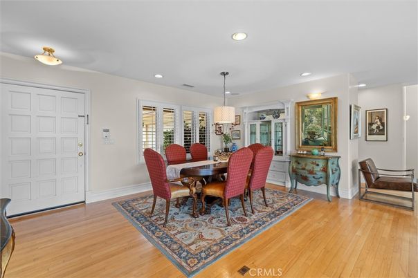Dining room, Interior, Pendant Lights, Recessed Lighting, Wood Texture Flooring