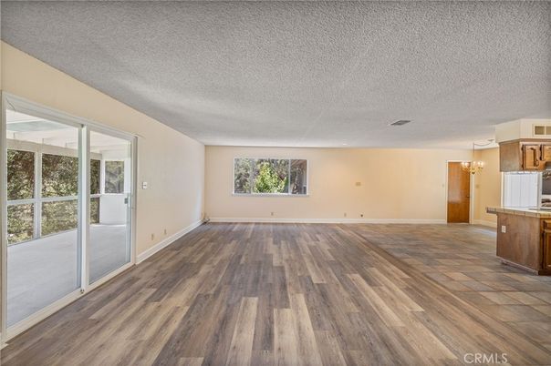 Chandelier, Empty room, Interior, Wood Texture Flooring