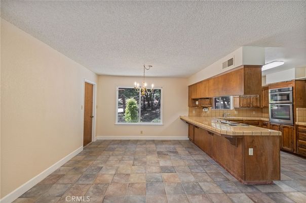 Chandelier, Interior, Kitchen, Tile Countertops