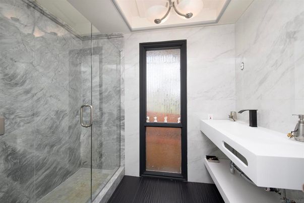 Bathroom, Glass Shower, Interior, Marble Walls
