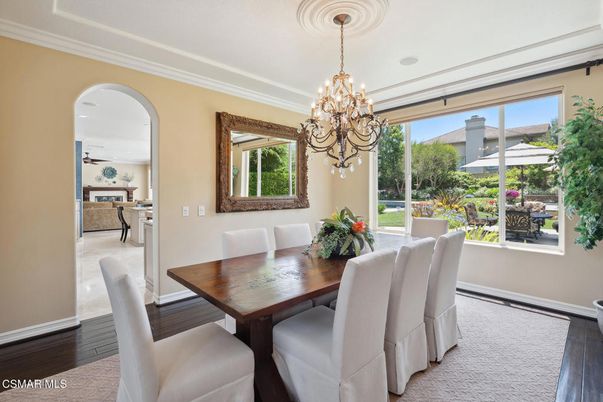 Chandelier, Dining room, Interior, Wood Texture Flooring