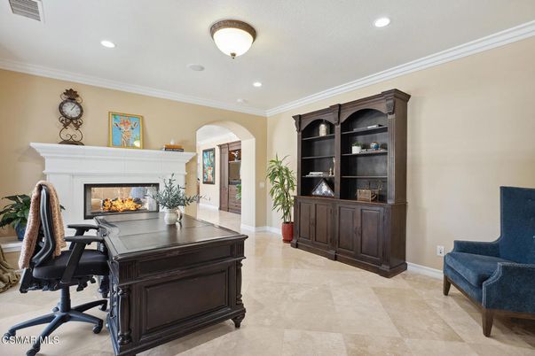 Fireplace, Home Office, Interior, Recessed Lighting
