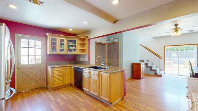 Interior, Kitchen, Recessed Lighting, Wood Texture Flooring