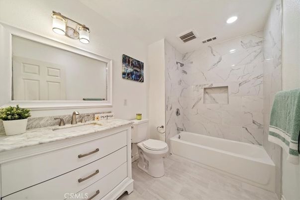 Bathroom, Interior, Marble Walls, Recessed Lighting