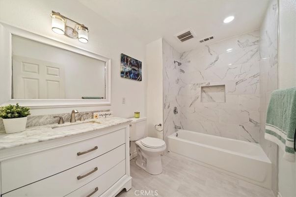 Bathroom, Interior, Marble Walls, Recessed Lighting